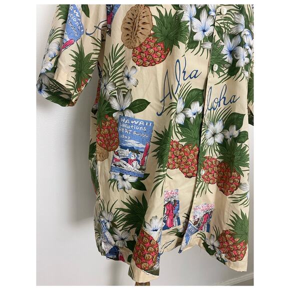 VTG NEWT Honolulu Hawaii USA Aloha floral cotton graphic Hawaiian shirt, L - Picture 3 of 6
